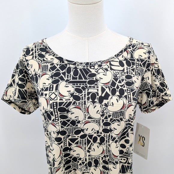NWT Disney Mickey Mouse Print Tunic Top Lularoe Short Sleeve Women's‎ XS - Picture 6 of 10